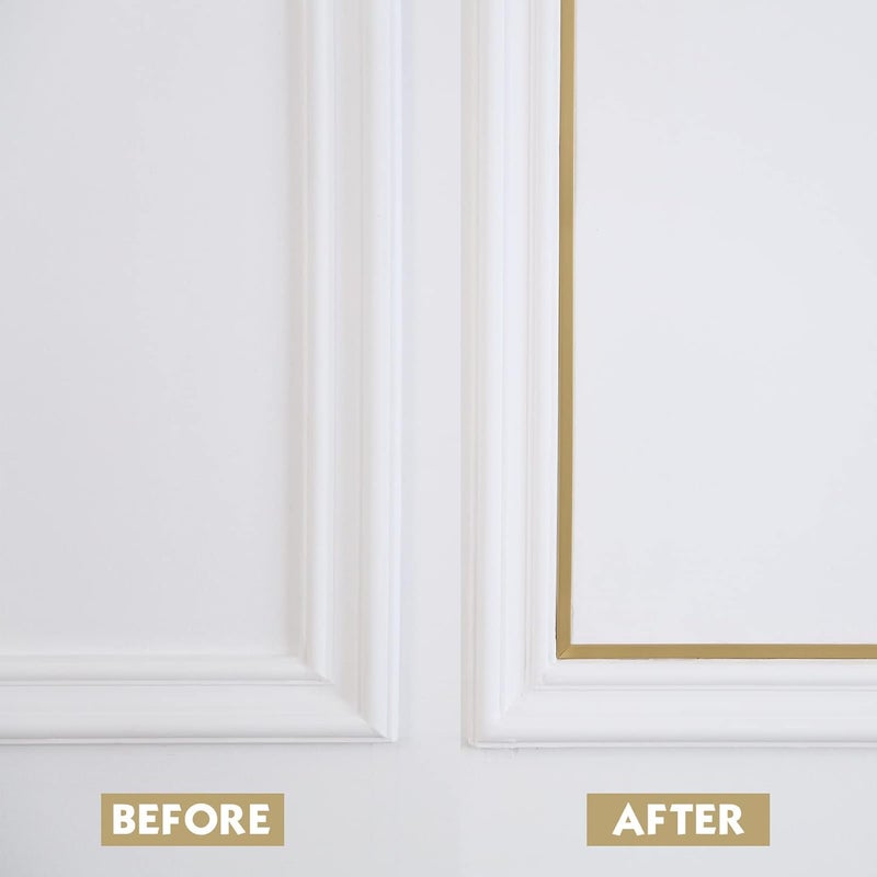 Trimold Matte Gold Molding Trim Peel and Stick, Flexible Mirror Border Design, Wall Ceiling Floor Cabinet Tile Edge Moulding, 5m x 2cm - Image 5